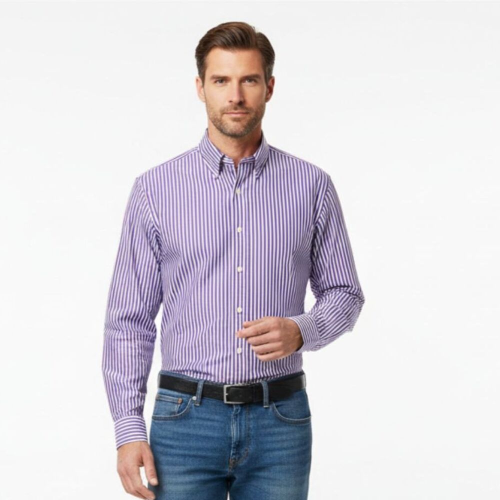 Ralph Lauren Polo Purple & White Striped Long Sleeve Shirt S